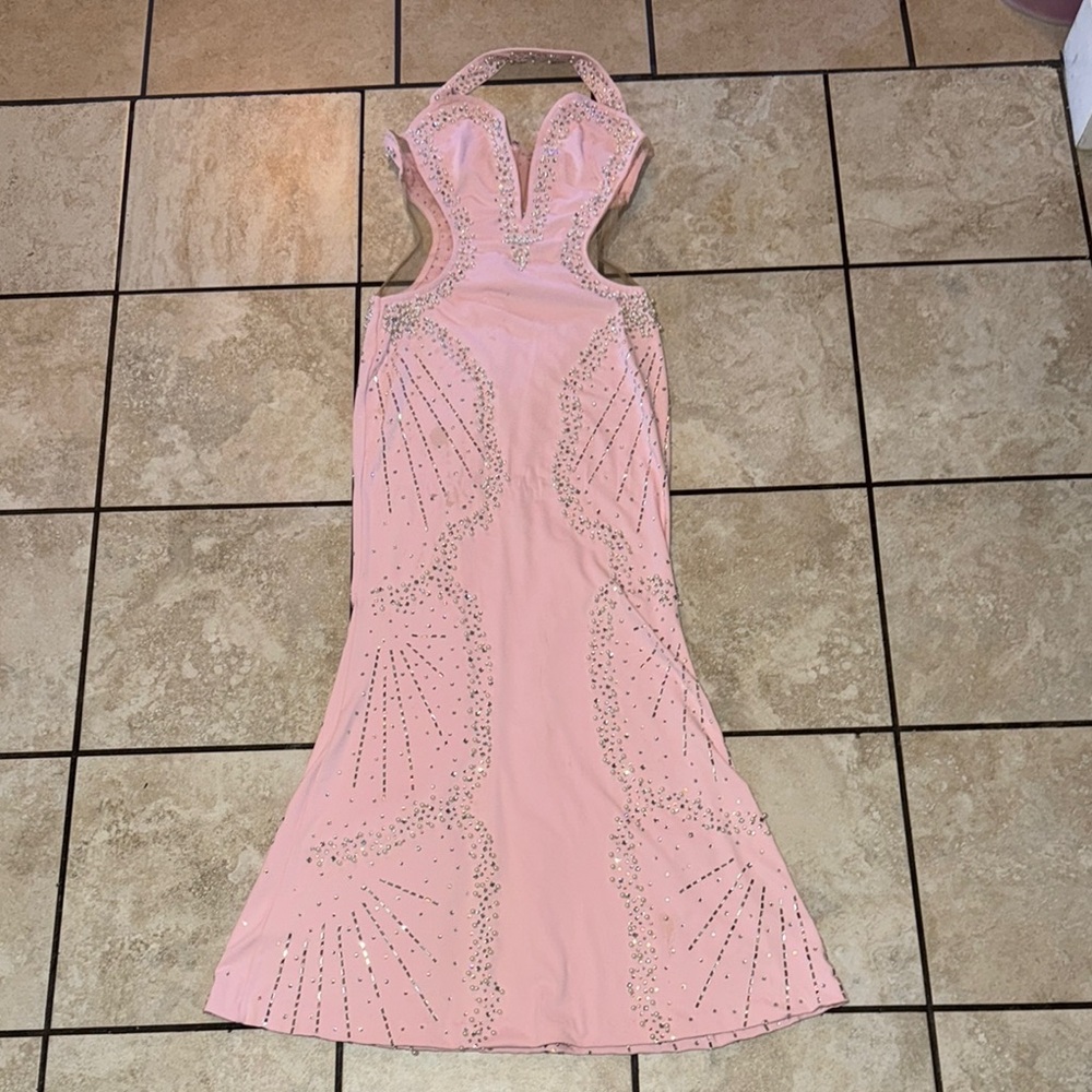 Elegant Pink Halter Dress